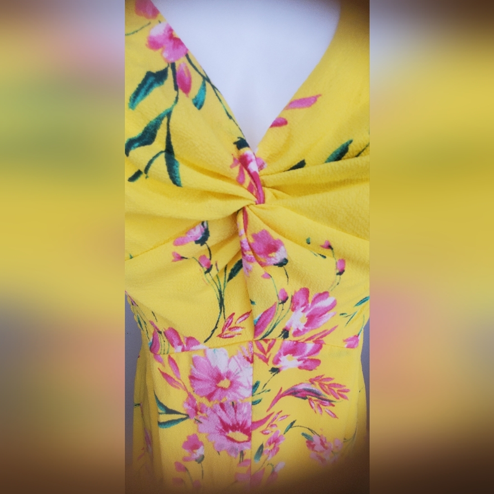 Bar III -Size S-Sunny Yellow Floral "Dandelion" Dress - Picture 9 of 13